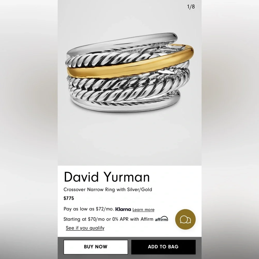 David Yurman Silver and Gold Ring - Picture 9 of 9
